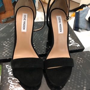 Carrson Black Suede Sandals with Ankle Strap